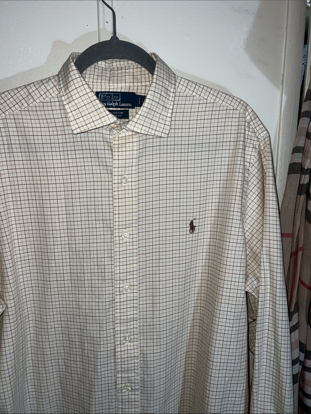Polo by Ralph Lauren Beige and Brown Check Button-Down Shirt